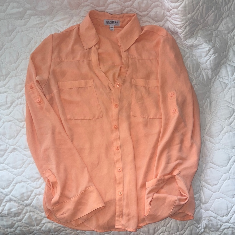 Express Light Coral Button-Up Portifino shirt